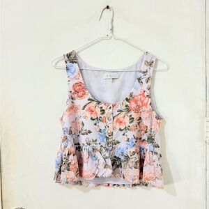Wayf Floral Tank Top with Pink and Blue Accents